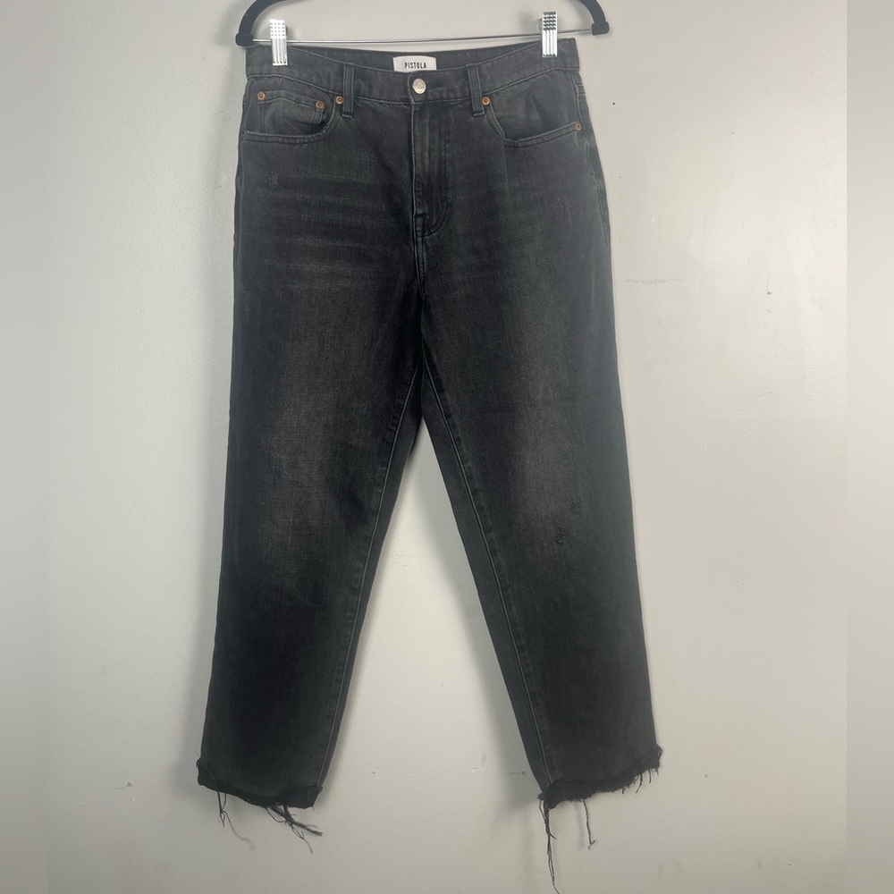 Pistola black straight leg fray hem jeans size 29